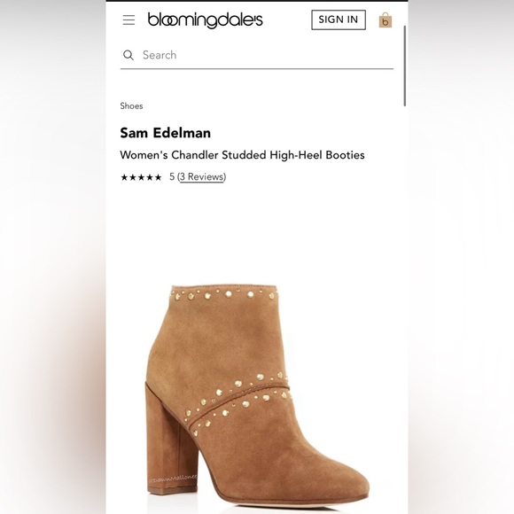 Sam Edelman Chandler Brown Suede Gold Studded High-Heel Ankle Boot 8 - Picture 3 of 14